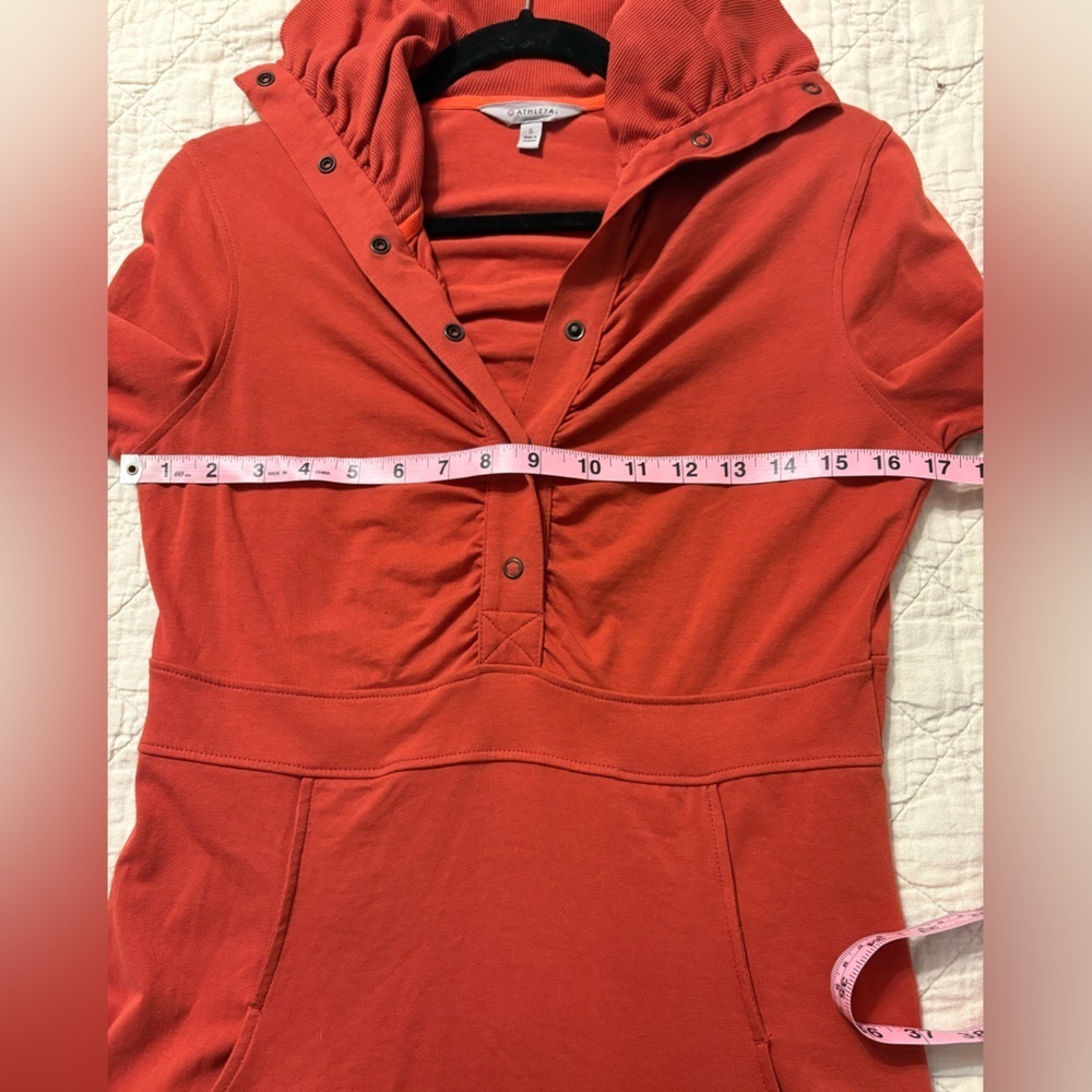 ATHLETA Cozy Up Popover Sweater Dress Red Rust Organic Women’s Size Small - Picture 8 of 10